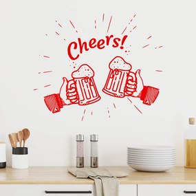 Veselá Stena Samolepka Cheers Farba: červená, Veľkosť: 100 x 84 cm