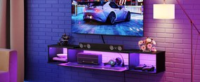Závesný TV stolík Browny 140 cm s LED osvetlením čierny
