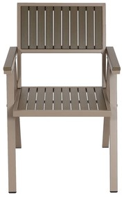 Set 2 záhradných stoličiek HWC-J95, hliník imitácia dreva - rám šampanské, sivá