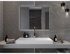 Mexen Erma, LED kúpeľňové zrkadlo s podsvietením a čiernym rámom 100x80 cm, 6000K, ochrana proti zahmlievaniu, 9814-100-080-611-70