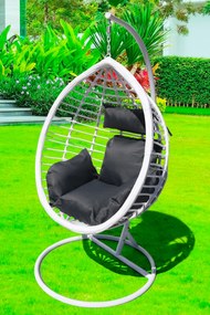 Závesné kreslo 04 biele so sivou poduškou