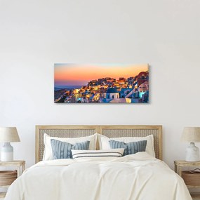 Obraz - Santorini pri zotmení (120x50 cm)
