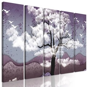 5-dielny obraz strom v japonskom štýle