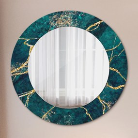 Okrúhle ozdobné zrkadlo na stenu Zelený malachitový mramor fi 50 cm