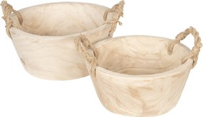 Sada 2 drevených košíkov / misiek - Ø 36 * 16 cm / Ø 29 * 13 cm