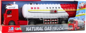 LEAN Toys Nákladné auto cisterna – čerpanie vody, svetlá, zvuky, bielo-červené