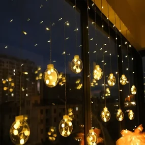 Vianočný svetelný záves 138 LED banky teplá biela