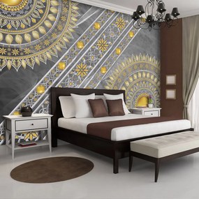 Fototapeta - Mandala v striebre - uhlopriečne (152,5x104 cm)