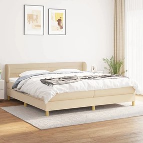Boxspring posteľ s matracom krémová 200x200 cm látka 3126914