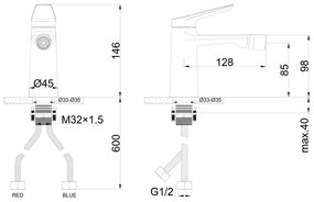 Gamma Evo, bidetová batéria h-146, čierna matná, GMA-BEB-BK