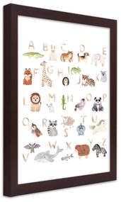 Gario Plagát Abeceda so zvieratami Farba rámu: Hnedá, Veľkosť: 30 x 45 cm