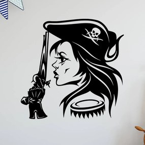Veselá Stena Samolepka Hlava Pirátky Farba: černá, Veľkosť: 80 x 80 cm