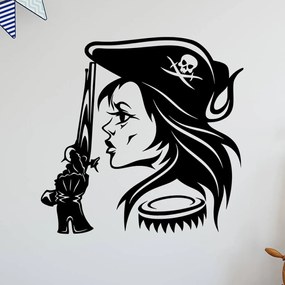 Veselá Stena Samolepka na stenu na stenu Hlava Pirátky Farba: černá