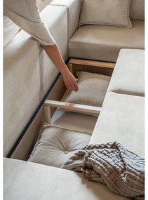 Béžová menčestrová rozkladacia rohová pohovka (pravý roh/do "U") Lazy Lukka – Miuform