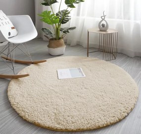 Okrúhly koberec Alpaka v béžovej farbe – mäkký a nadýchaný Rozmer: 90 cm