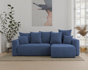 Rohová sedačka Denia (P) (tmavomodrá). Akcia -20%. Vlastná spoľahlivá doprava až k Vám domov. 1133114