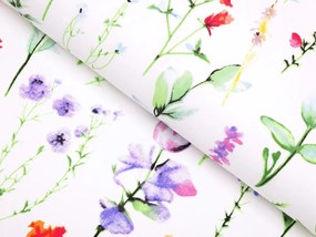 Biante Bavlnený obdĺžnikový obrus Sandra SA-492 Kvetovaná lúka na bielom 50x100 cm