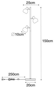 Inteligentná stojaca lampa čierna s dymovým sklom vrátane 3 Wifi P45 - Vidro
