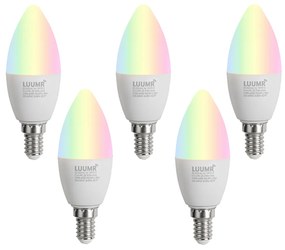 Sada 5 inteligentných LED žiaroviek E14 C37 Opal RGBW 4.9W 470 lm 2700-6500K