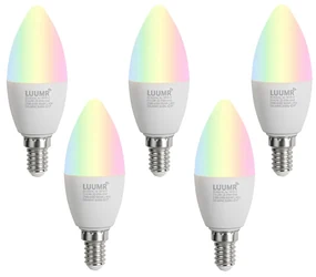 Sada 5 inteligentných LED žiaroviek E14 C37 Opal RGBW 4.9W 470 lm 2700-6500K