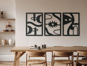 drevko Abstraktný obraz na stenu Oči a tvary Rozmer obrazu: 47,5 x 110 cm, Farba dekorácie: Čierna