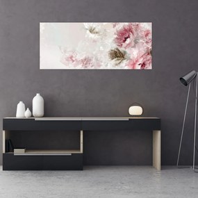 Obraz - Maľba ružových kvetov (120x50 cm)