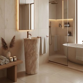 Rea Blanka Savana Matt, voľne stojace umývadlo 40x40x85 cm, imitácia kameňa, REA-U3615