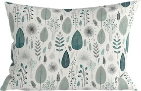 Polybavlnená obliečka na vankúš LEAFBIRD POLY 50x70 cm, bielo-zelený