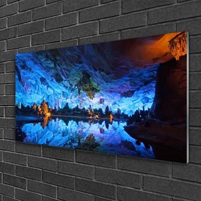 Skleneny obraz Jaskyňa svetlo ľadovec 100x50 cm