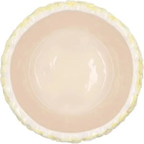 Ružovo-zelený obal na kvetináč s reliéfom kvetov Jane Flower - Ø 15*13 cm