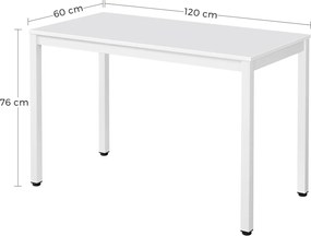 Biely jedálenský stôl s bielou doskou TESSA 120x60 cm