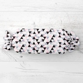 Biante Vankúš valec bonbon Sandra SA-110 Ružovo-čierno-sivé trojuholníčky 15x40 cm