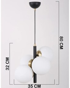 Biele/čierne závesné svietidlo so skleneným tienidlom ø 15 cm Forte – Squid Lighting