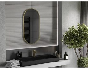 Mexen Loft, oválne kúpeľňové zrkadlo 90 x 45 cm, farba rámu zlatá lesklá, 9851-090-045-000-50