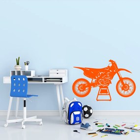 Veselá Stena Samolepka Cross Motorka Farba: oranžová, Veľkosť: 80 x 52 cm