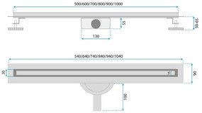 REA-G2710 - Odtokový žľab NEOX SLIM 70 cm nerezová oceľ/čierna