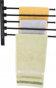 Nástenný vešiak na uteráky AMY - 5 ramenný - čierny matný