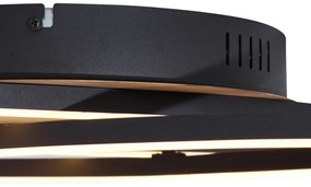 Stropné svietidlo čierne s orechovým drevom vrátane LED 3-krokové stmievateľné 2-svetelné - Kane