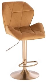 LuxuryForm DESIGN Barová stolička MILANO MAX VELUR na zlatom tanieri - medová