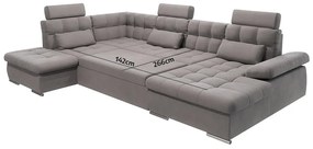 Sivá rozkladacia/s úložným priestorom rohová pohovka (ľavý roh/do "U") Merkur – Ropez