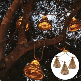 Svetelná reťaz hnedá 8 m vrátane LED 10 svetiel IP44 solárna nabíjateľná - Maro