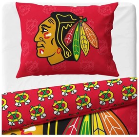 NHL Hokejové obliečky Chicago Blackhawks Shields 140x200/70x90 cm