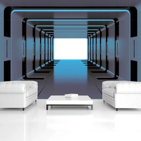 Fototapeta - Modrý 3D tunel (254x184 cm)
