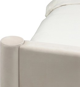 Dvoulůžková čalouněná postel Zeni 160x200 s roštem a úložným prostorem samet světle béžová