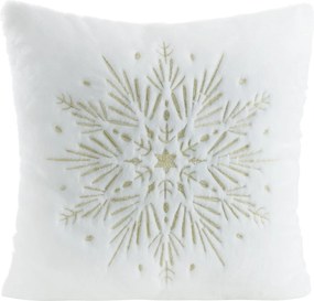 CHLPATÁ VIANOČNÁ DEKORAČNÁ OBLIEČKA NA VANKÚŠ SNOWFLAKE 45X45 CM BIELA
