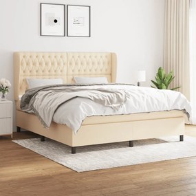 Posteľný rám boxspring s matracom krémový 180x200 cm látka 3128226