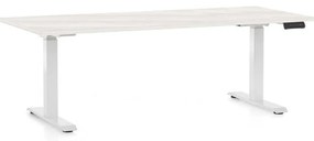 Výškovo nastaviteľný stôl OfficeTech C, 180 x 80 cm, biela podnož, biely jaseň