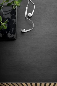 Skrinka s vitrínou Sento, čierna/dub wotan, s osvetlením