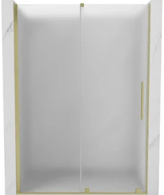 Mexen Velar, posuvné sprchové dvere do otvoru 160 cm, 8mm sklo námraza, zlatá matná, 871-160-000-31-55