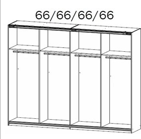 Šatníková skriňa Syncrono, 271 cm, dub artisan / zrkadlo
